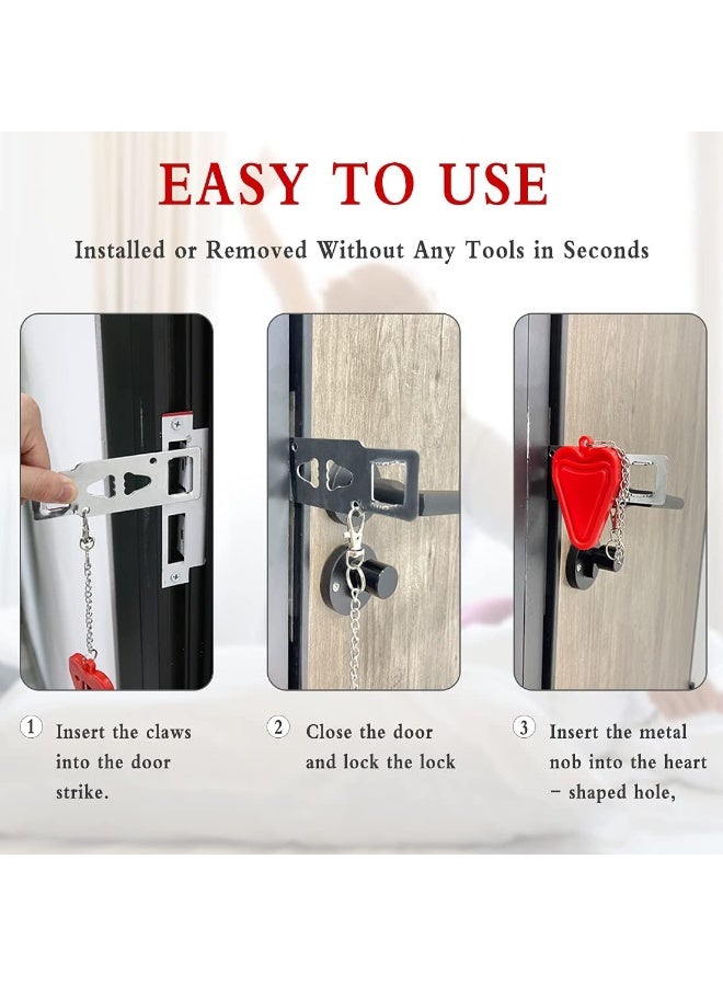 قفل باب امان محمول وشديد التحمل للمنزل لمزيد من الامان اثناء السفر وللخصوصية، مثالي للسفر وللمنزل والشقق والفنادق وللمدرسة للحصول على قفل اضافي،متعدد الالوان - Image 5