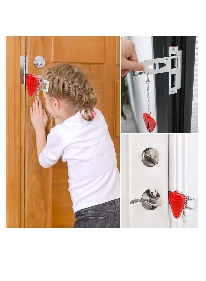 قفل باب امان محمول وشديد التحمل للمنزل لمزيد من الامان اثناء السفر وللخصوصية، مثالي للسفر وللمنزل والشقق والفنادق وللمدرسة للحصول على قفل اضافي،متعدد الالوان - Image 3