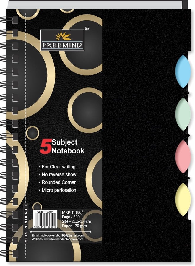 Freemind 5 Subject Notebook,Single Line 300 Page, Versatile for School, Home & Office | Pro & Student-Friendly, Pack of 2, - Image 1