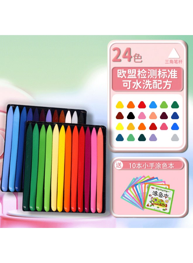 mriya Children's Non-dirty Hand Crayon 36 Color Triangle Plastic Wax Brush Kindergarten Painting Oil Painting Stick Color Brush Washable - Image 1