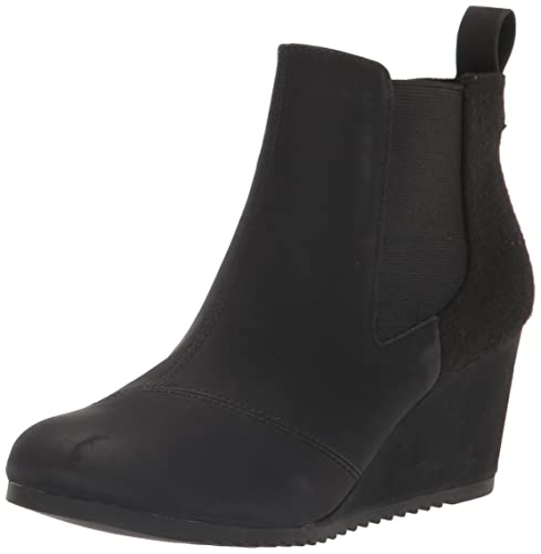 TOMS Women's Bailey Ankle Boots, Black, 8.5, Suede/Textile/Leather – Booties for Women - Image 1