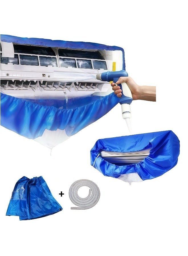 Universal Air Conditioner Cleaning Waterproof Cover With Drain Pipe, Waterproof Air Conditioner Cleaning Bag, 2.8M Drain Hose, Split AC Cleaning Cover, Wall Mounted AC Cleaner Kit, Reusable AC , Fits 9000 to 18000 BTU, Indoor AC Cleaning Tool, Air Conditioner Maintenance Kit, Compatible with LG, Gree, Samsung, Haier, Dawlance, Cooling System Deep Cleaning Accessory, Q-532 - Image 1