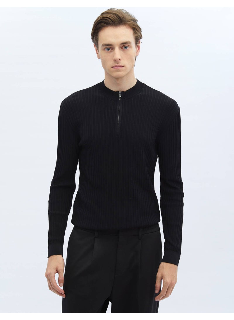 Kip - Black Half Turtleneck Patterned Sweater - Image 1