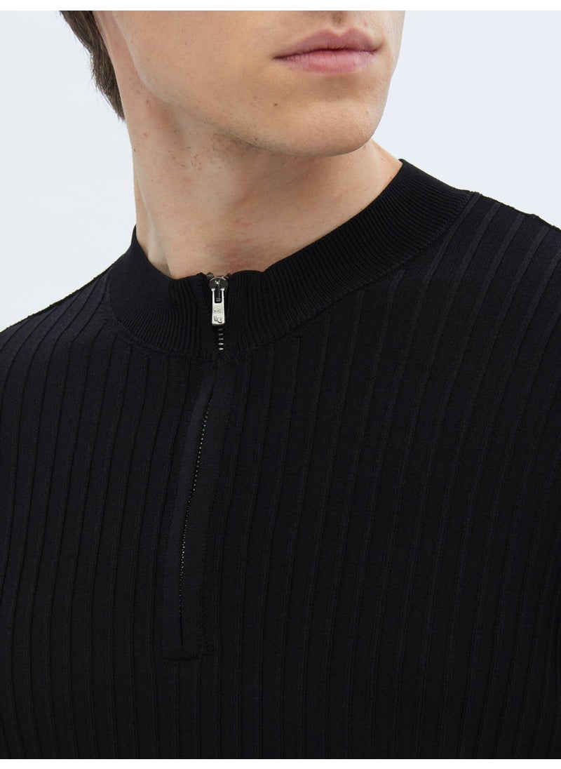 Kip - Black Half Turtleneck Patterned Sweater - Image 1
