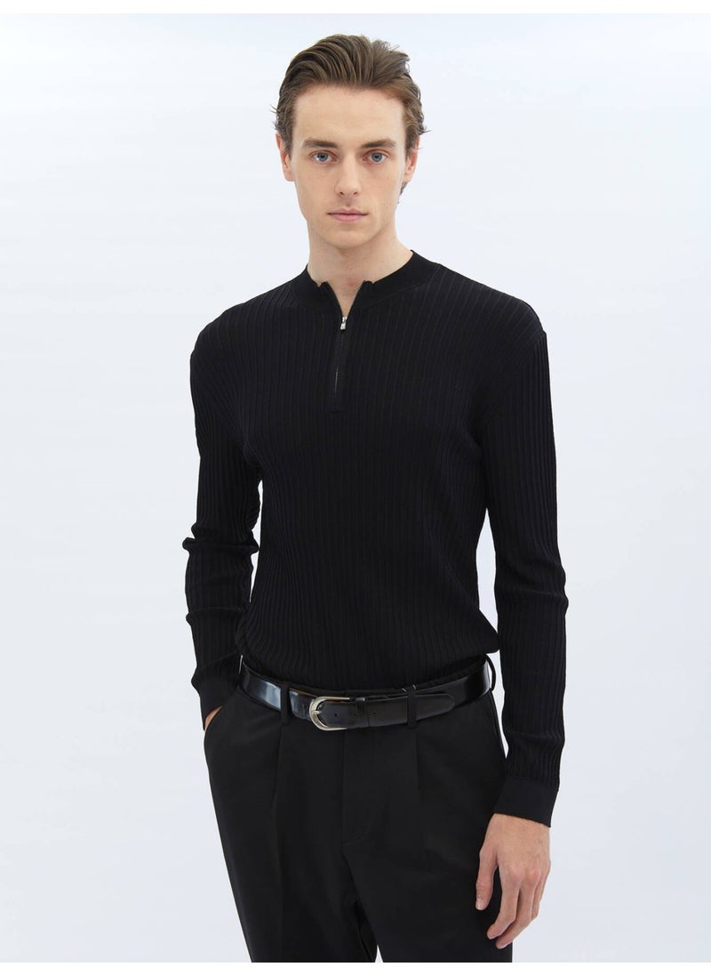 Kip - Black Half Turtleneck Patterned Sweater - Image 1