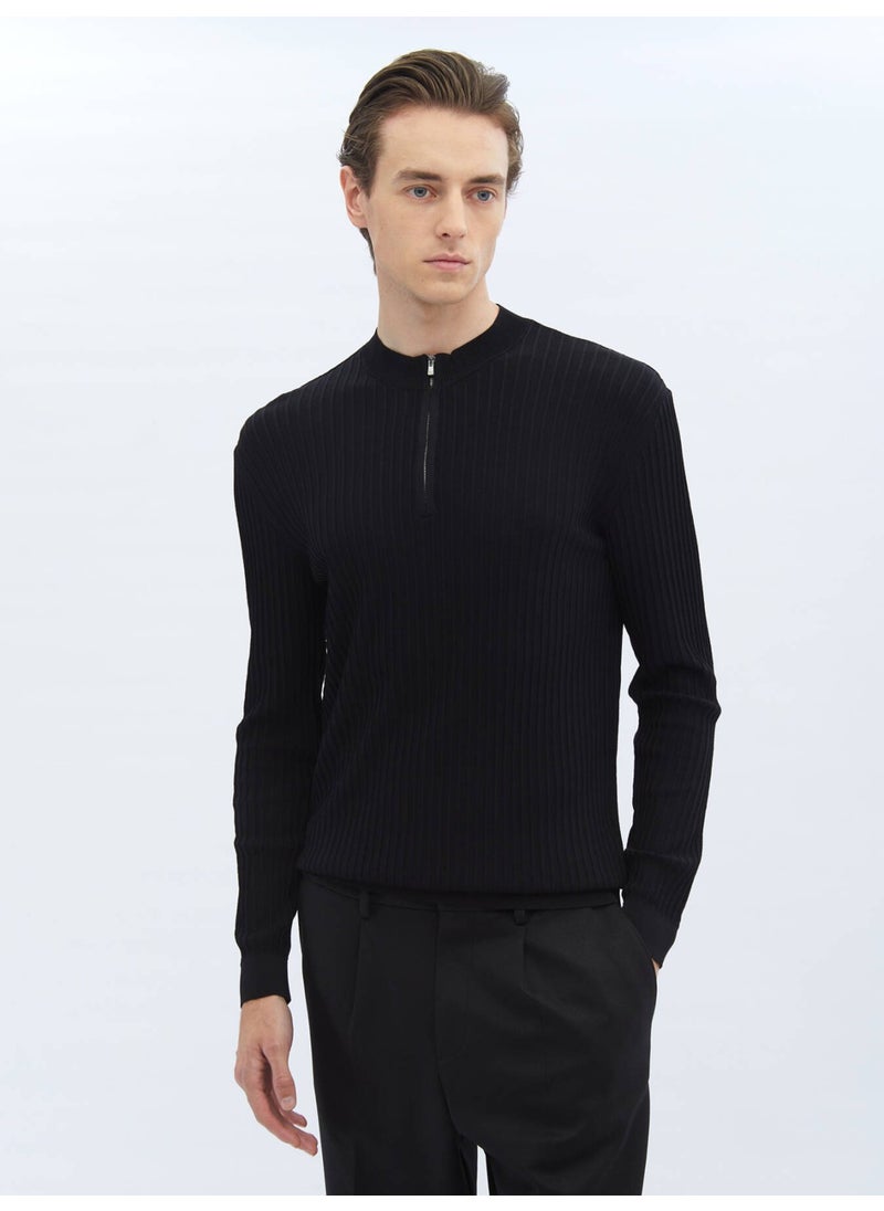 Kip - Black Half Turtleneck Patterned Sweater - Image 1