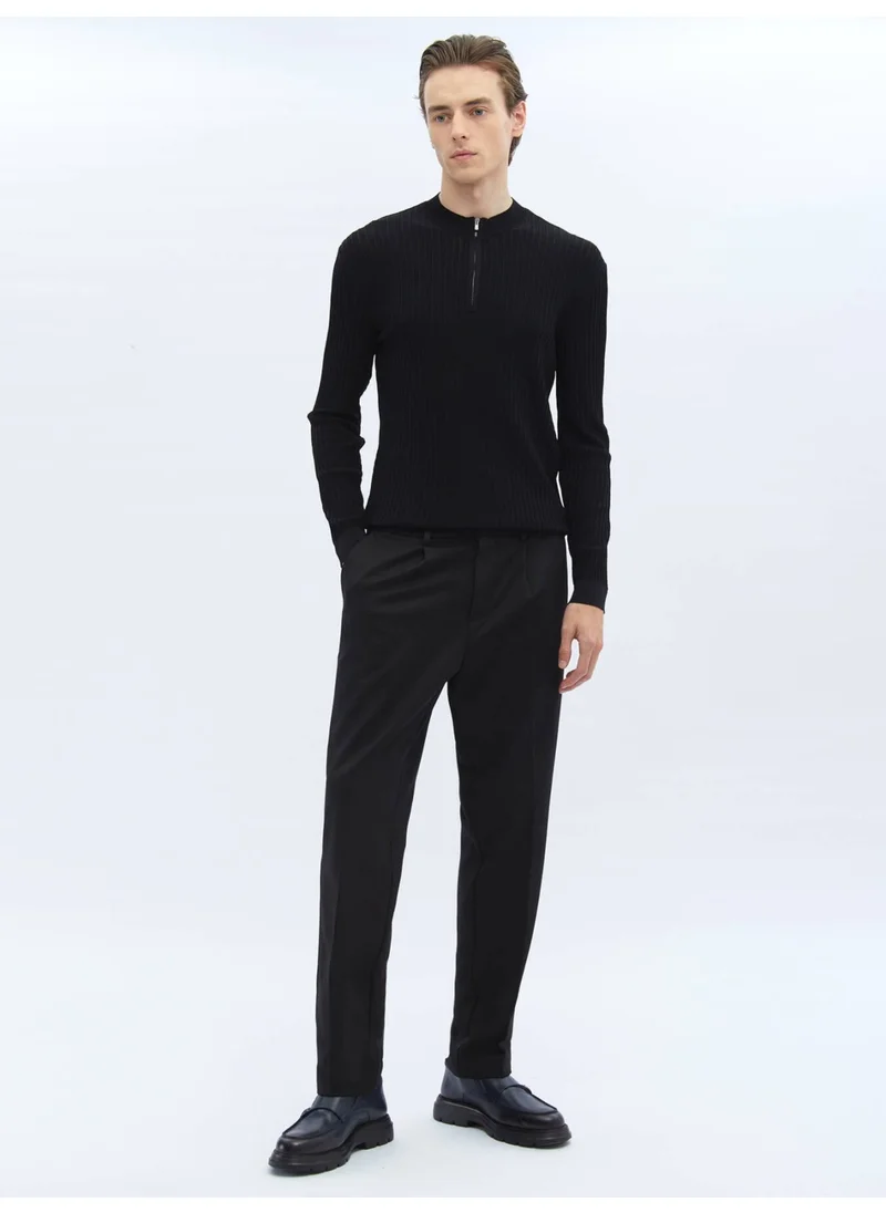 Kip Black Half Turtleneck Patterned Sweater