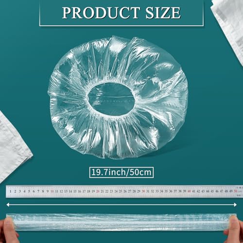 MORGLES 100 Pcs Disposable Shower Caps, Clear Large Shower Caps for Women Disposable, Plastic Hair Caps for Hair Treatment, Spa, Home & Travel Use,19.7" - Image 3