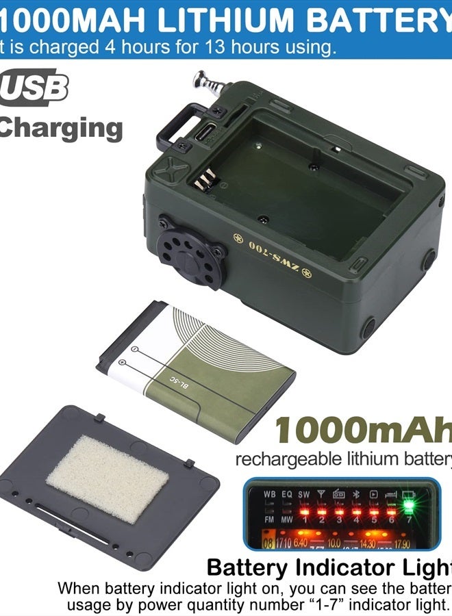 ZHIWHIS Shortwave Radio with Bluetooth and Sleep Timer, Weather AM FM SW Radios with NOAA Alerts, Retro Analog Tuner with Preset, Rechargeable MP3 Player with 6 EQ Support MicroSD Card ZWS-700 - Image 5