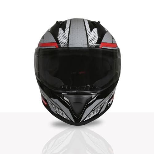 TVS Racing Titan Series Full Face Helmet for Men | Premium Bike Helmets with ABS Shell, UV Paint | Quick Release System | Aerodynamic Design | DOT & ISI Certified (Red & Grey/L) - Image 5