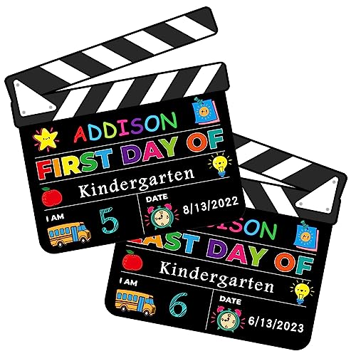 FLYAB First and Last Day of School Chalkboard Sign - Double Sided Board Personalized 1st Day of Back to School Photo Prop Sign for Kindergarten Preschool Kids Girls Boys - Image 1