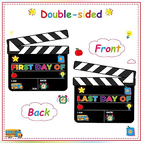 FLYAB First and Last Day of School Chalkboard Sign - Double Sided Board Personalized 1st Day of Back to School Photo Prop Sign for Kindergarten Preschool Kids Girls Boys - Image 2
