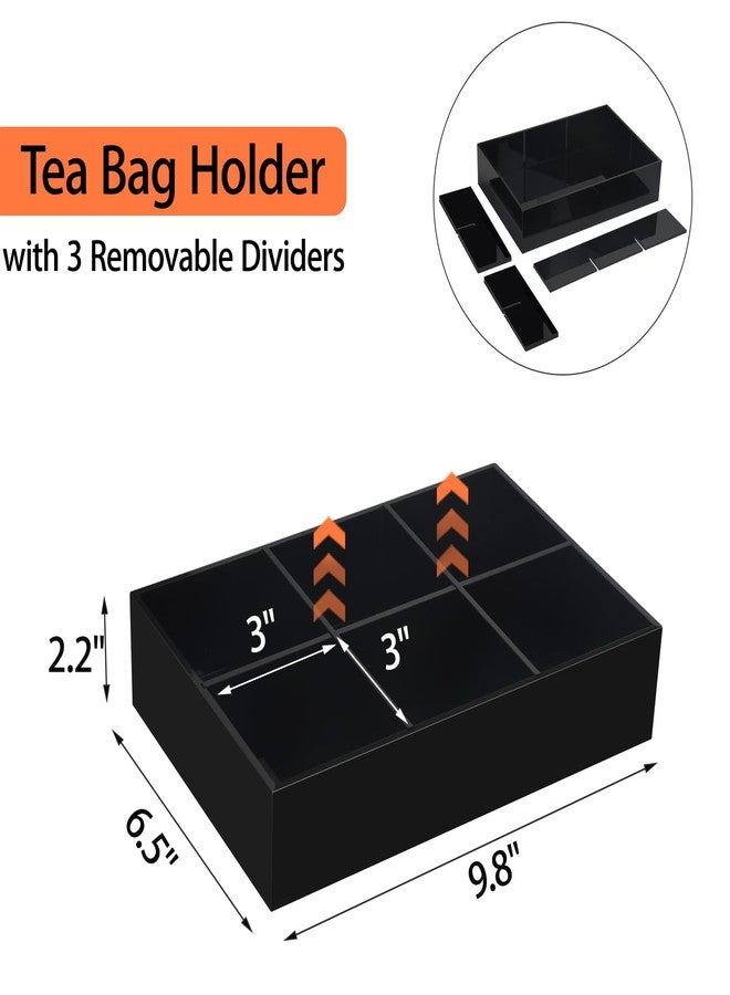 Tasybox Tea Bag Organizer, Black Acrylic Tea Bag Holder with 6 Slot, Tea Packet Storage for Drawer, Pantry, Kitchen, Cabinet, Countertop - Image 3