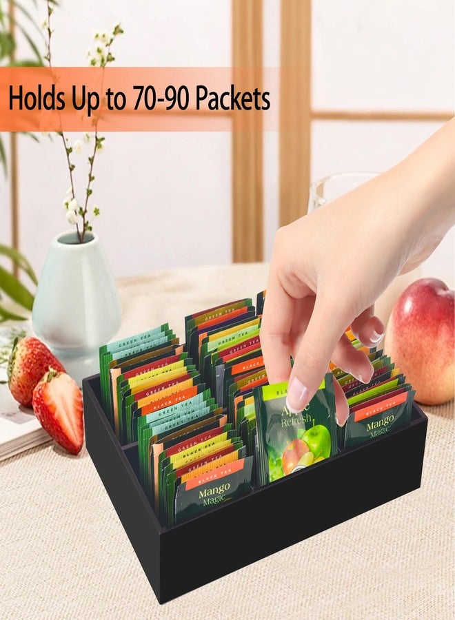 Tasybox Tea Bag Organizer, Black Acrylic Tea Bag Holder with 6 Slot, Tea Packet Storage for Drawer, Pantry, Kitchen, Cabinet, Countertop - Image 2