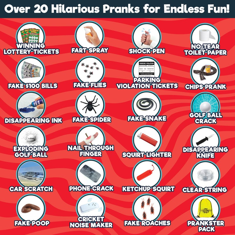 BLOONSY Prank Kit for Teens and Adults | Fart Spray, Cricket Noise Maker and Over 20 Prank Stuff | Prank Toys Pack Set Box for Gifts for Kids - Image 2