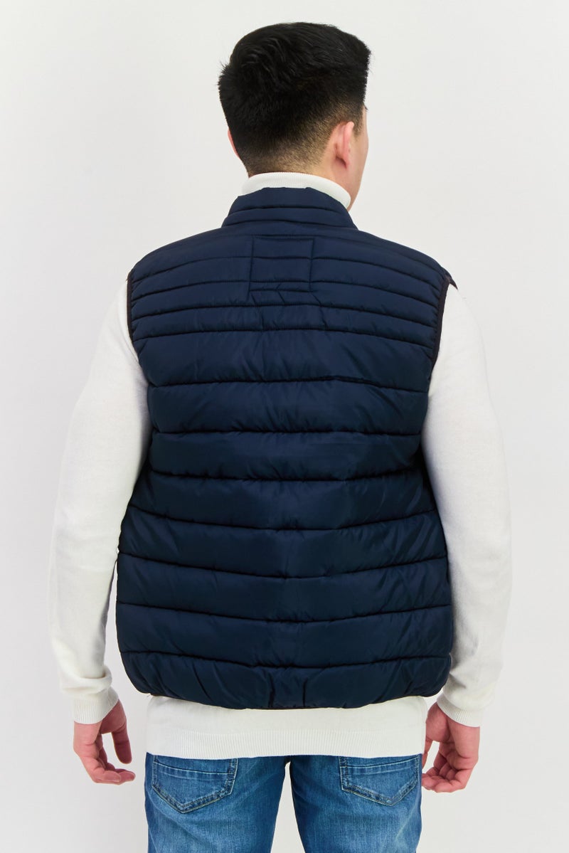 Pepe Jeans Men Brand Logo Sleeveless Puffer Vest Jacket, Navy Blue - Image 2