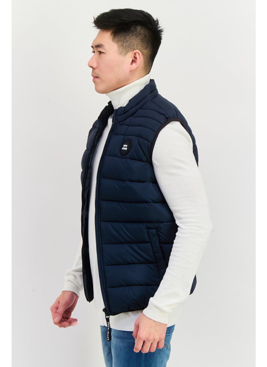 Men Brand Logo Sleeveless Puffer Vest Jacket, Navy Blue - pzsku/ZAA2670F33F9B34ED1BDFZ/45/_/1737642567/31d179c6-2547-46b8-8733-10ac010ee60e