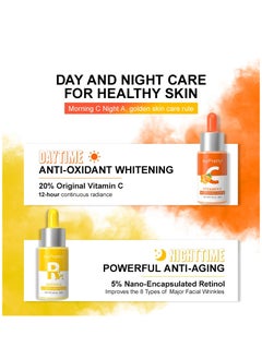 JoyPretty Day & Night Skin Care Set Vitamin C & Retinol Anti-Wrinkle Serum Gold Skincare Duo Radiance Renewal Anti-Aging Serum Moisturizing Hydrating Anti-Aging & Anti-Wrinkle Serum  - Image 2