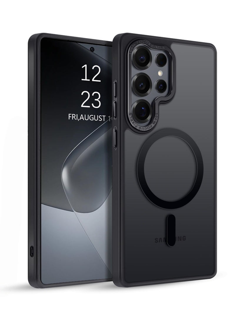 Samsung S25 Ultra Case, Compatible with MagSafe, Magnetic Translucent Matte Back Shockproof Cover with Strong Magnet, Slim Thin Full Protection Phone Case for Galaxy S25 Ultra 5G (Black) - Image 1