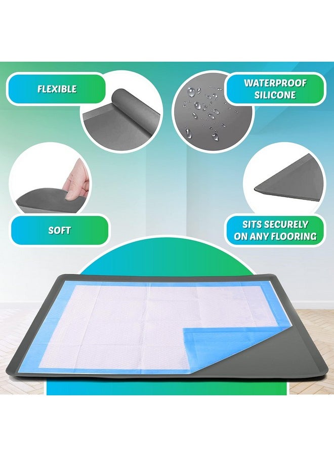 Skywin TidyFriend Dog Pad Holder Tray 36 x 36 Inches - Silicon Wee Wee Pad for Training, No Spill Pee Pad for Dogs - Easy to Clean and Store Perfect for Dog Potty Tray (Grey)  - Image 4