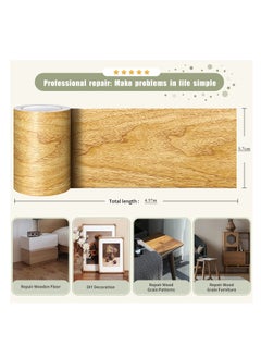 Excefore Wood Grain Repair Tape, 2 Roll, Self Adhesive Wood Grain Repair Patch for Tables, Waterproof Multi-Use Furniture Door Floor Tape for kitchen, living room decoration (Natural oak)  - Image 2