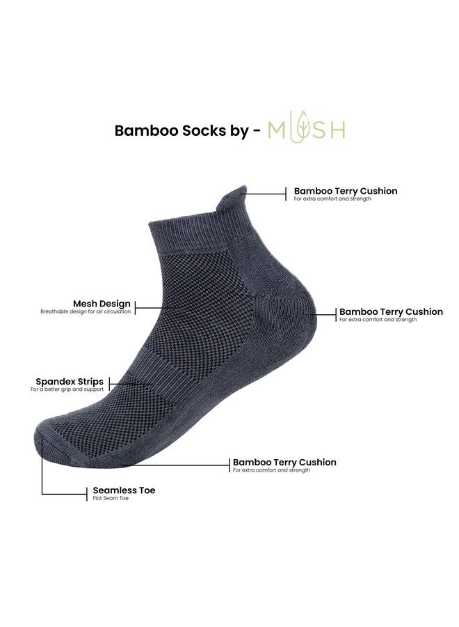 موش جوارب بطول الكاحل مصنوعة من ألياف الخيزران فائقة النعومة ومضادة للرائحة وجيدة التهوية ومضادة للتقرحات للرجال والنساء للجري والرياضة والجيم (عبوة من 3 قطع) - Image 5