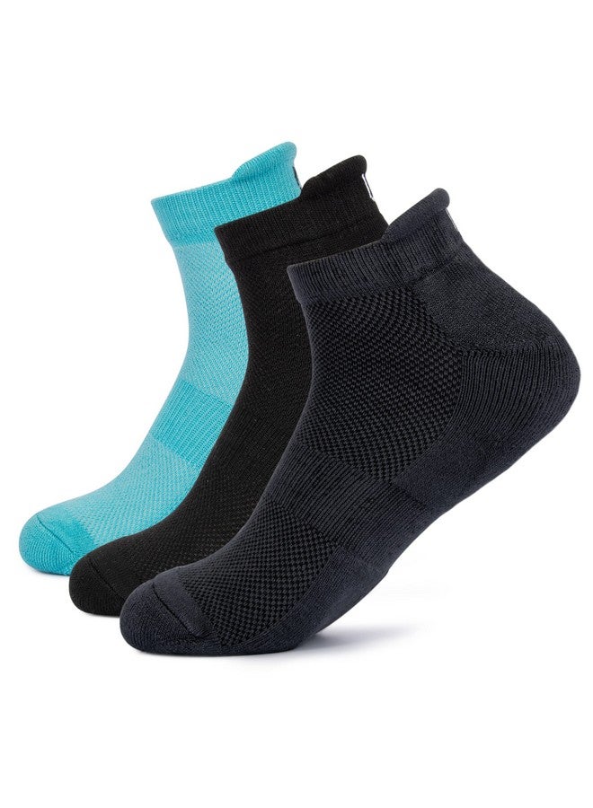 موش جوارب بطول الكاحل مصنوعة من ألياف الخيزران فائقة النعومة ومضادة للرائحة وجيدة التهوية ومضادة للتقرحات للرجال والنساء للجري والرياضة والجيم (عبوة من 3 قطع) - Image 1