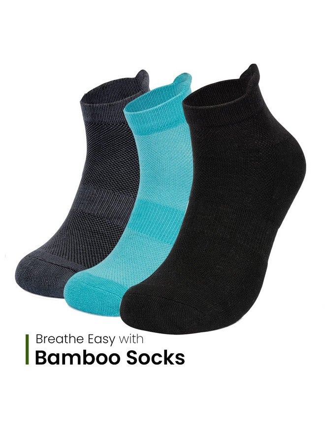 موش جوارب بطول الكاحل مصنوعة من ألياف الخيزران فائقة النعومة ومضادة للرائحة وجيدة التهوية ومضادة للتقرحات للرجال والنساء للجري والرياضة والجيم (عبوة من 3 قطع) - Image 2