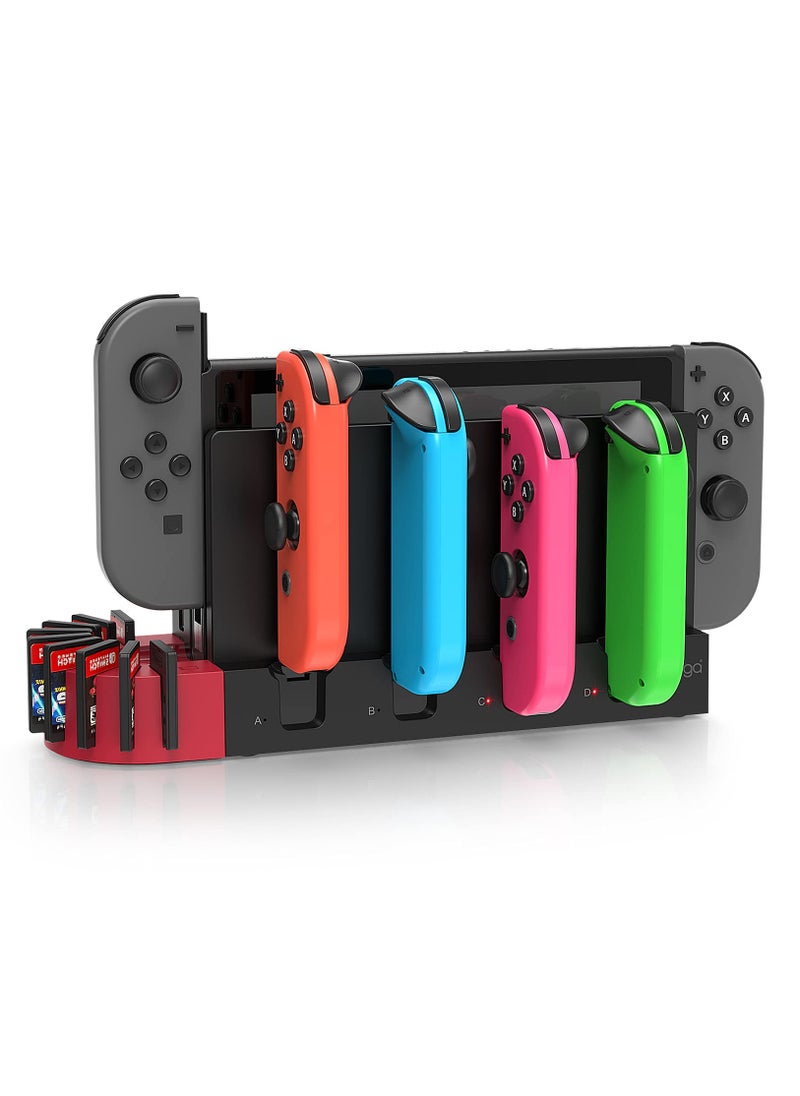 KASTWAVE Charging Dock for Nintendo Switch Joy-Con Controller, Fast Charging Dock with 9 Game Card Storage Slots, Powered by the original for Nintendo Switch dock, for Nintendo Switch Joycon (Black)  - Image 1