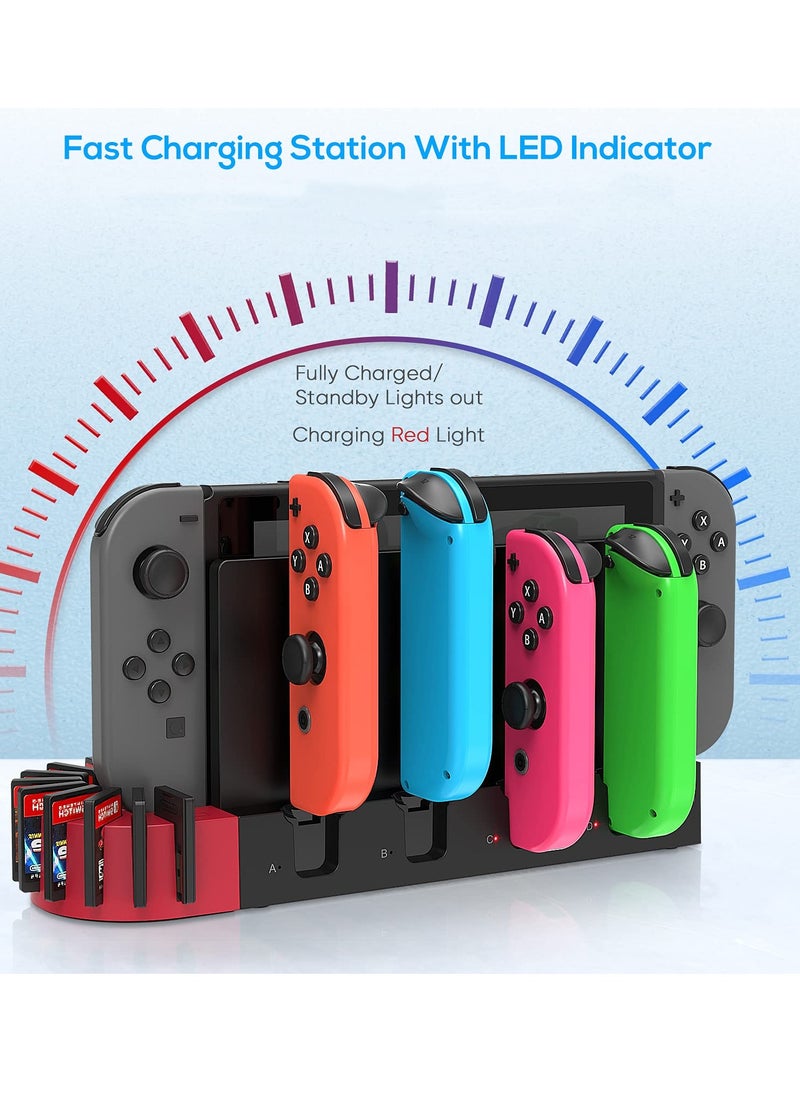 KASTWAVE Charging Dock for Nintendo Switch Joy-Con Controller, Fast Charging Dock with 9 Game Card Storage Slots, Powered by the original for Nintendo Switch dock, for Nintendo Switch Joycon (Black)  - Image 3