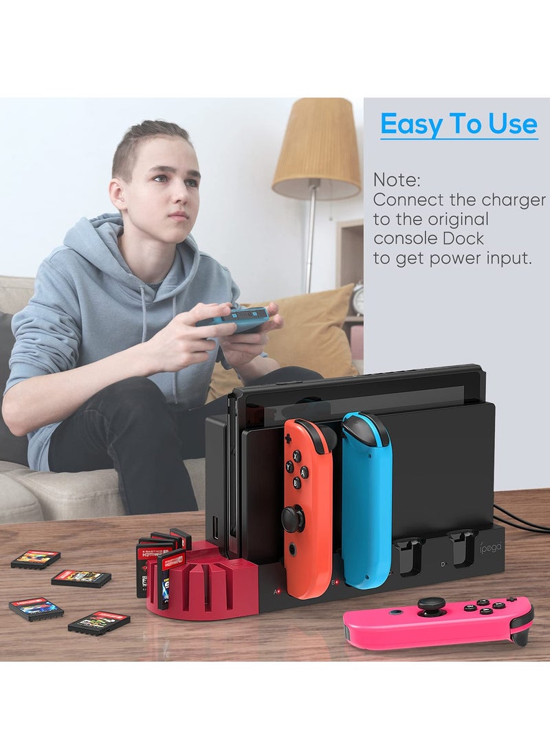 KASTWAVE Charging Dock for Nintendo Switch Joy-Con Controller, Fast Charging Dock with 9 Game Card Storage Slots, Powered by the original for Nintendo Switch dock, for Nintendo Switch Joycon (Black)  - Image 5