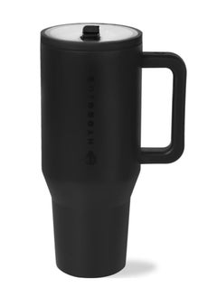 HydroJug HydroJug Traveler - 40 oz Water Bottle with Handle & Flip Straw - Fits in Cup Holder, Leak Resistant Tumbler-Reusable Insulated Stainless Steel & Rubber Base - Gifts for Women & Me  - Image 1