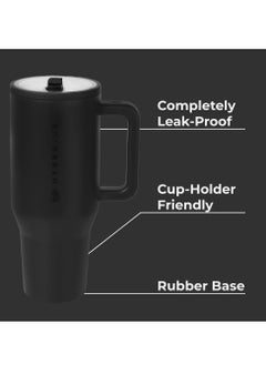 HydroJug HydroJug Traveler - 40 oz Water Bottle with Handle & Flip Straw - Fits in Cup Holder, Leak Resistant Tumbler-Reusable Insulated Stainless Steel & Rubber Base - Gifts for Women & Me  - Image 2