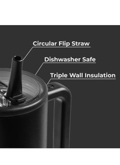 HydroJug HydroJug Traveler - 40 oz Water Bottle with Handle & Flip Straw - Fits in Cup Holder, Leak Resistant Tumbler-Reusable Insulated Stainless Steel & Rubber Base - Gifts for Women & Me  - Image 3