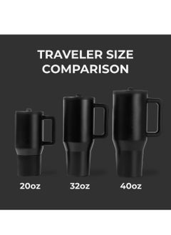 HydroJug HydroJug Traveler - 40 oz Water Bottle with Handle & Flip Straw - Fits in Cup Holder, Leak Resistant Tumbler-Reusable Insulated Stainless Steel & Rubber Base - Gifts for Women & Me  - Image 4