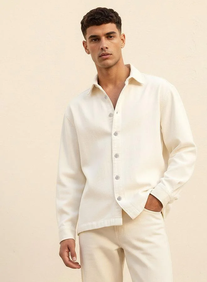 لي كوبر Lee Cooper Men Regular Fit Collared Long Sleeve Shirt
