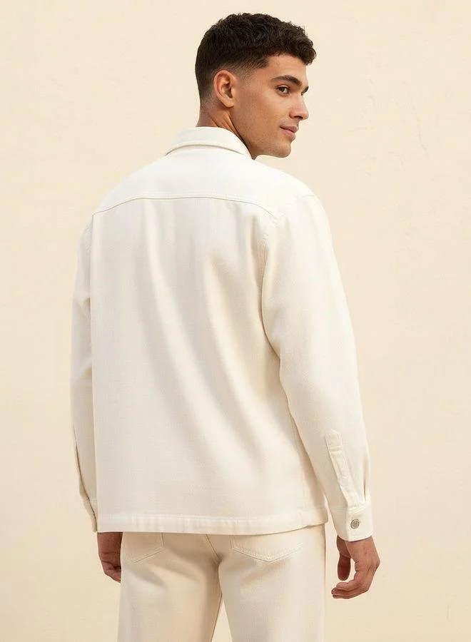 Lee Cooper WHITE Lee Cooper Men Regular Fit Collared Long Sleeve Shirt for Men | Best Price UAE