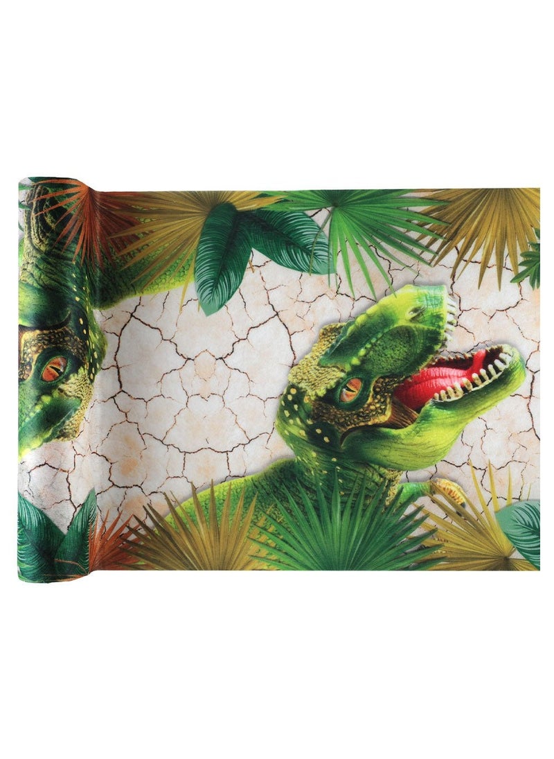 SANTEX Dinosaur Party Table Runner Multicolor 30cm Disposable - Image 1