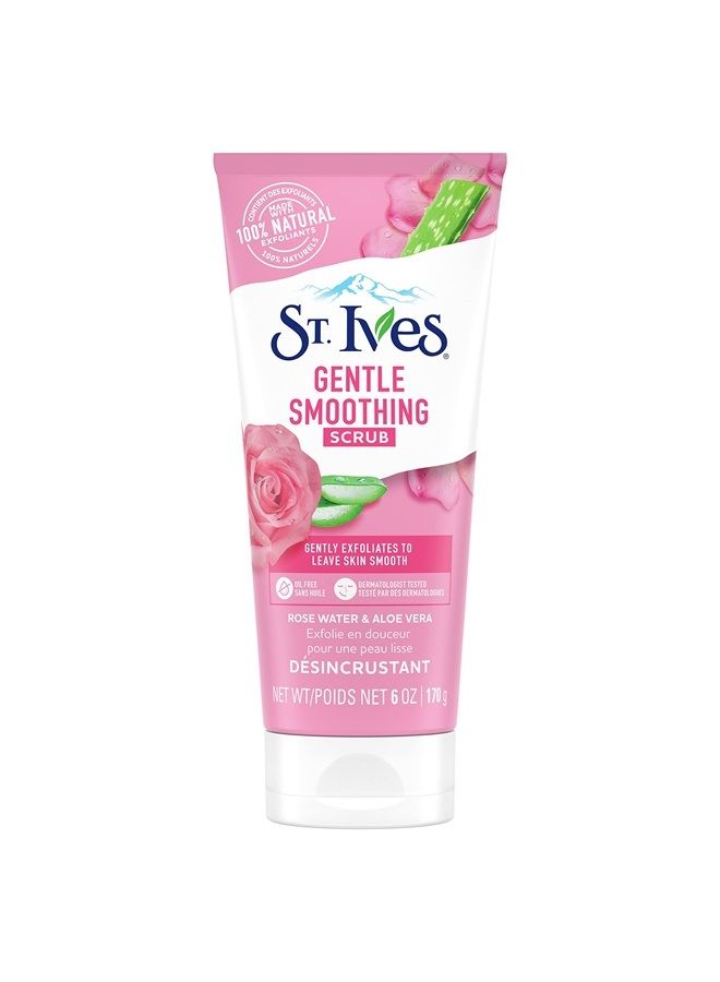 ST. Ives Gentle Smoothing Face Scrub Our Gentlest Scrub Yet Rose Water and Aloe Vera Made with 100 percent Natural Exfoliants, Paraben Free, Oil-Free, Dermatologist Tested 6 oz  - Image 1
