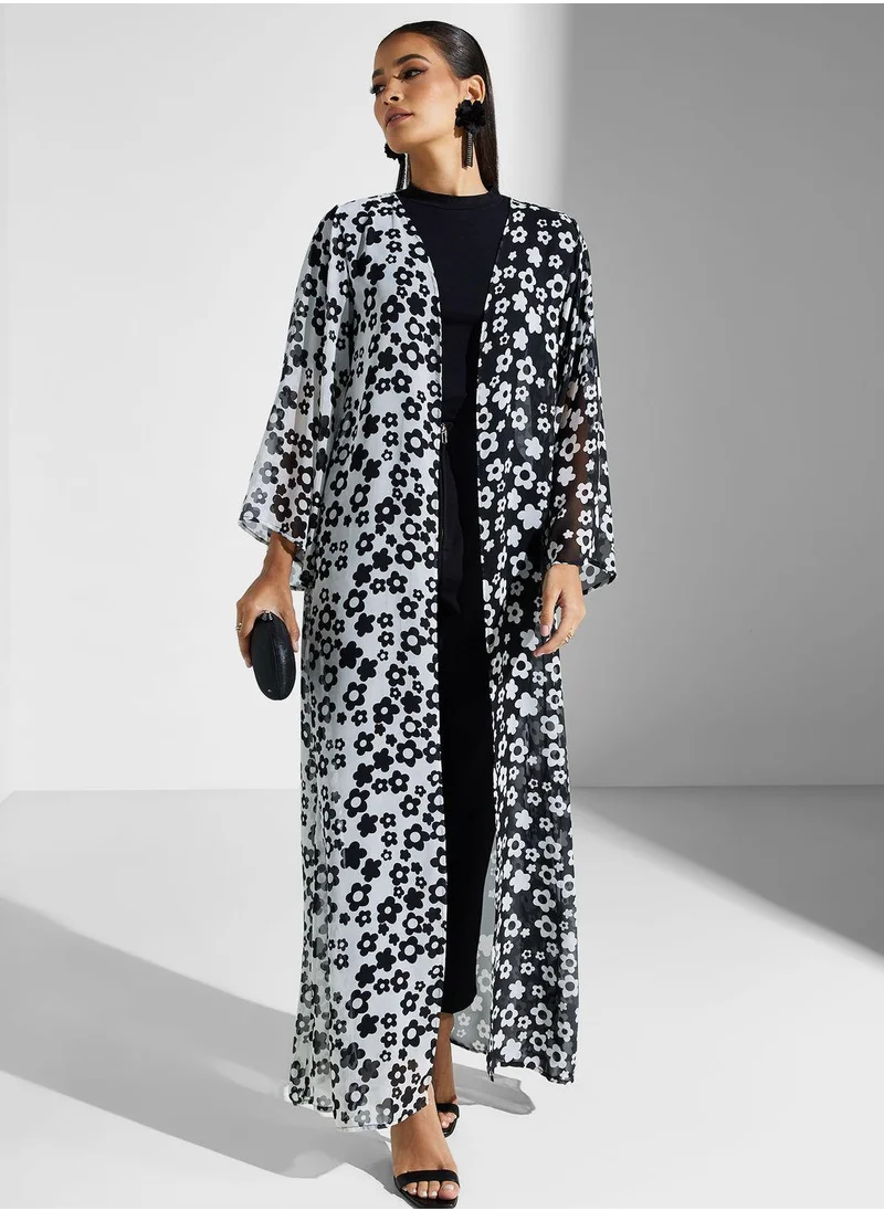 جولدن ابل Floral Printed Longline Kimono