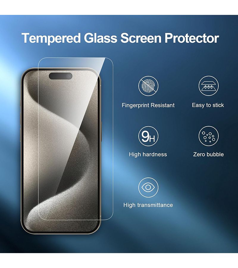 Transparent Screen Protector 6 Pack for iPhone 16 Plus Case Friendly 9H Tempered Glass - Image 2