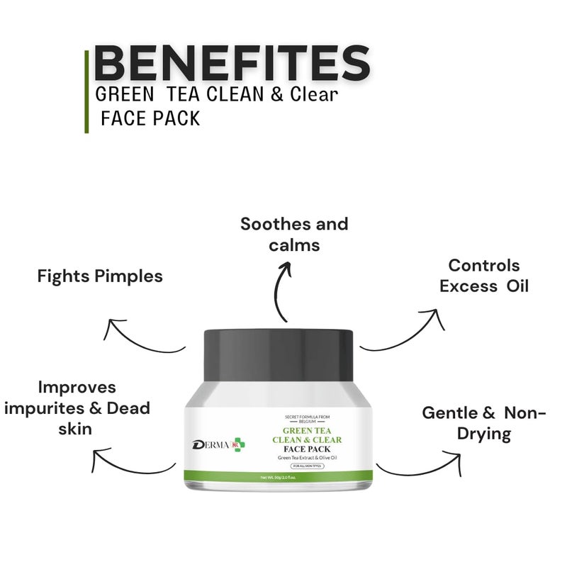 DERMAKR DERMA KR Anti Aging Brightning Cream50gm Green tea Clean Clear Face Pack50gm 2 Scilicylic acid Face serum 15Ml Pack of 3 - Image 5