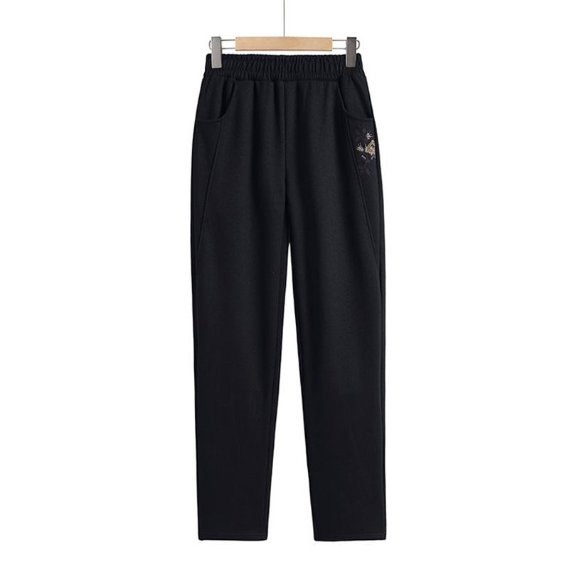 Mother'S Pants Children Middle-Aged And Elderly Winter Fleece-Lined Thickened Woolen Pants For Outer Wearing Middle-Aged Pants With Loose Waist - Image 1