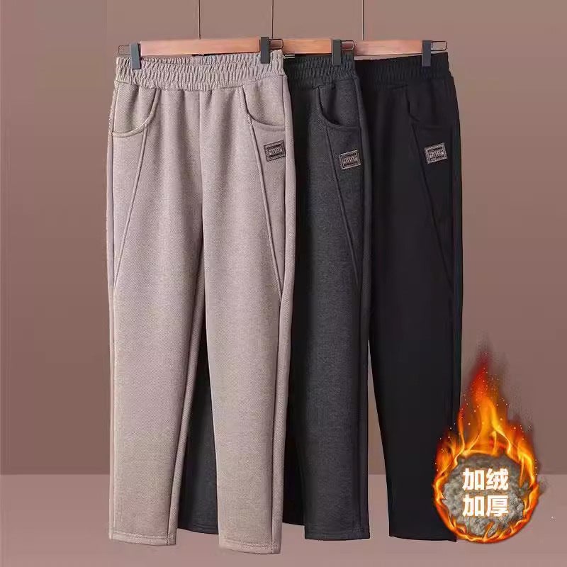 Mother'S Pants Children Middle-Aged And Elderly Winter Fleece-Lined Thickened Woolen Pants For Outer Wearing Middle-Aged Pants With Loose Waist - Image 2