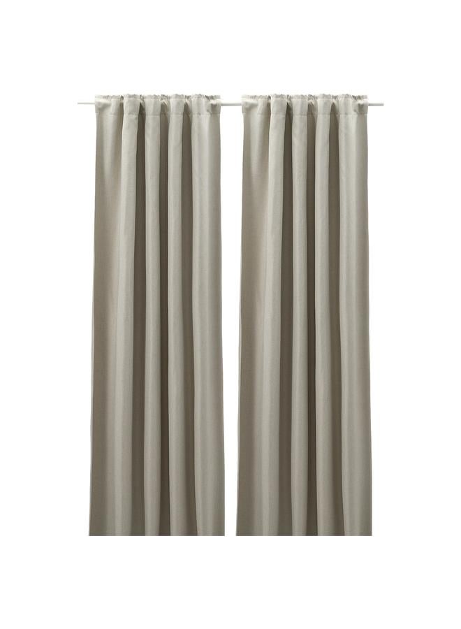 Zaboon Room darkening curtains, 1 pair, with heading tape/light grey, 145x300 cm - Image 1