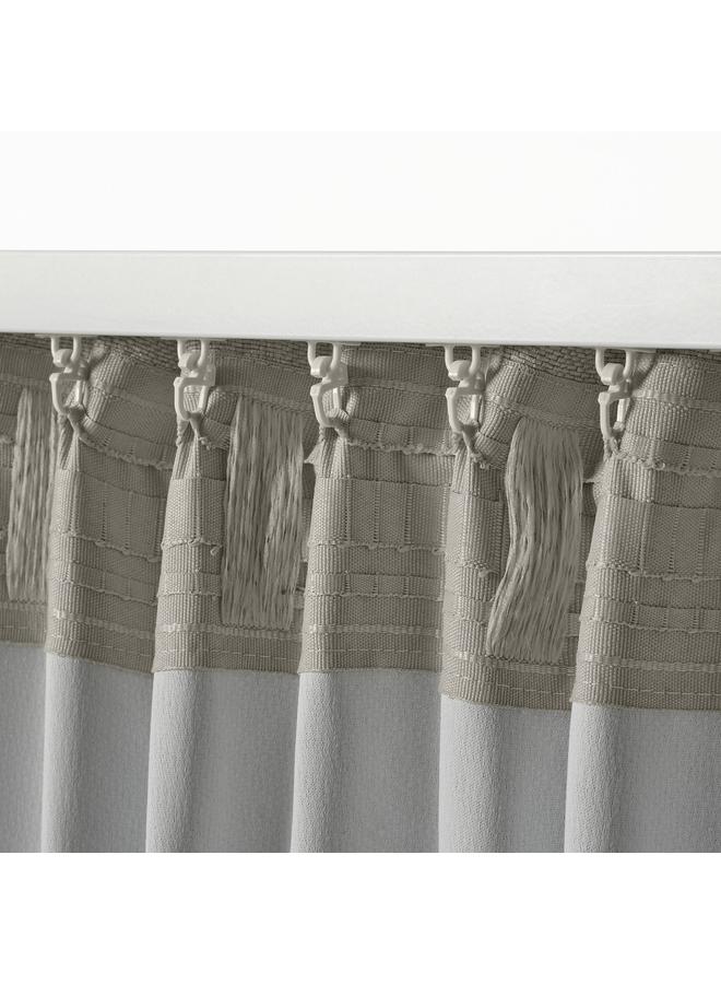 Zaboon Room darkening curtains, 1 pair, with heading tape/light grey, 145x300 cm - Image 5