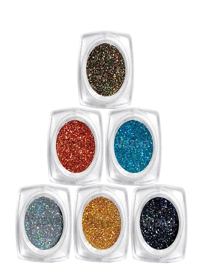 Vozwa Rainbow Glitter Eyeshadow Powder (Golden + Silver + Grey + Copper + Sky Blue + Antique) - Image 5