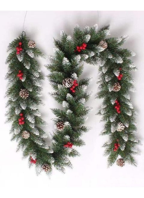 Artificial Wreath 270 Cm Outdoor Wreath Pine Tree Wreath Reddish Berries Cedar Cones Festive Decoration (C)