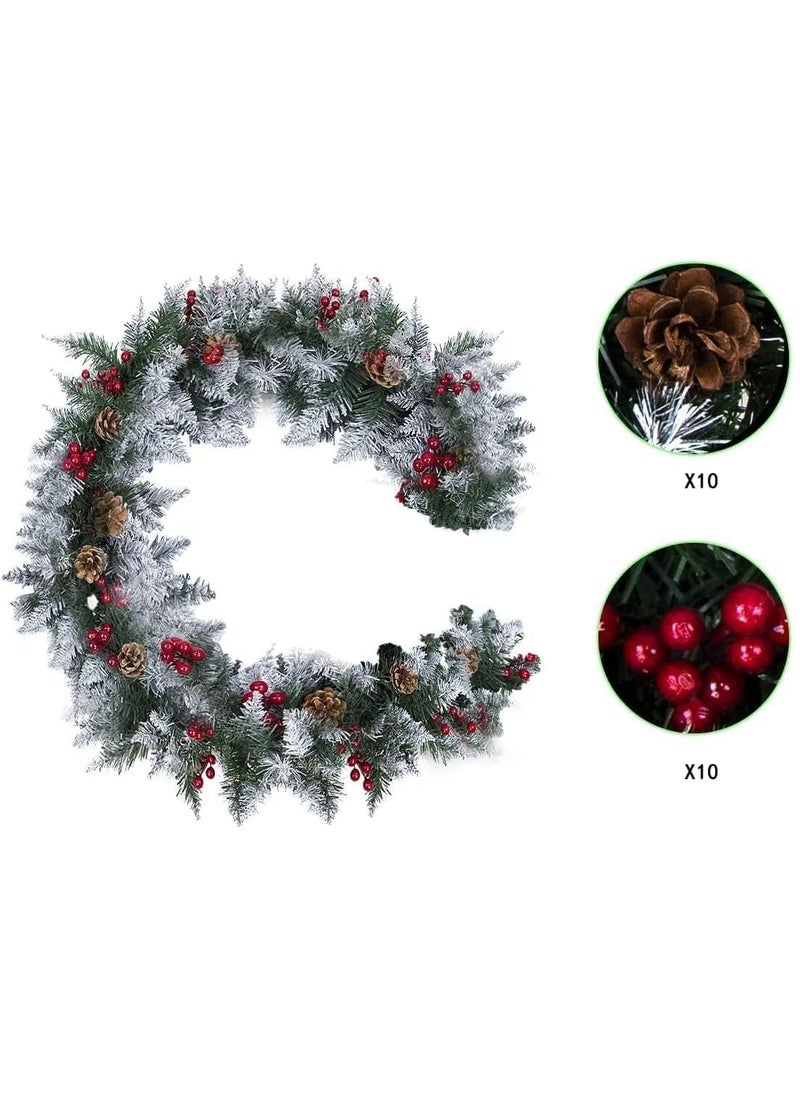 Generic - Artificial Wreath 270 Cm Outdoor Wreath Pine Tree Wreath Reddish Berries Cedar Cones Festive Decoration (C) - Image 1