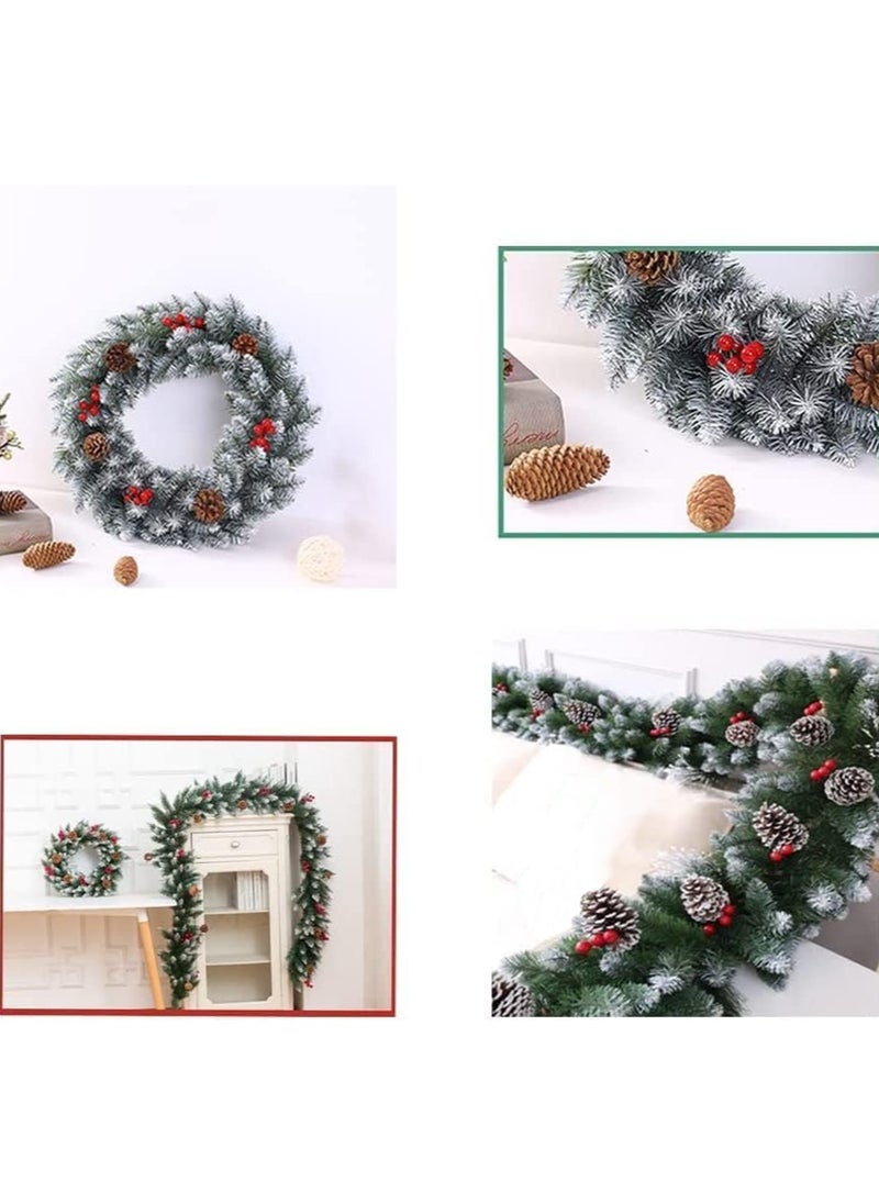 Generic - Artificial Wreath 270 Cm Outdoor Wreath Pine Tree Wreath Reddish Berries Cedar Cones Festive Decoration (C) - Image 1